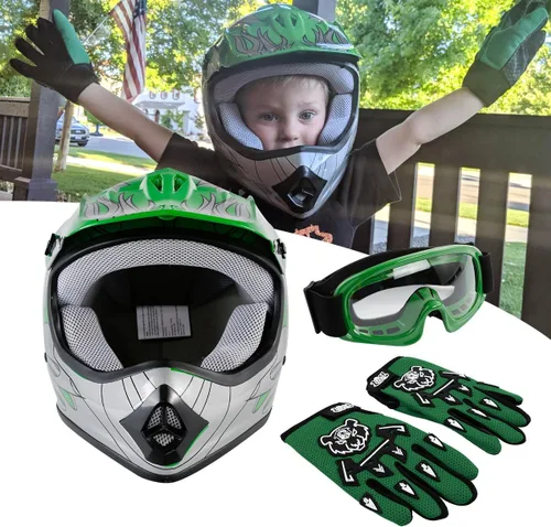 Vista 10 de TCT-MT DOT - Casco de motocross para niños y jóvenes, casco de cara completa para motocicleta todoterreno ATV Dirt Bike Motocross casco + guantes +