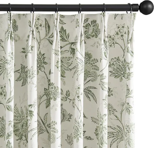 Vista 10 de jinchan Cortinas Opacas Florales para Dormitorio, 63 Pulgadas de Largo Cortinas Opacas con Estampado de Flores, Estilo Campo Francés con Pestañas