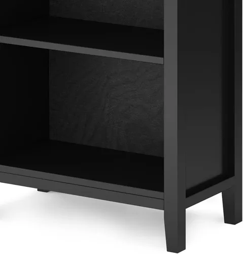 Vista 7 de SIMPLIHOME Estantería artesanal de madera maciza de 72 pulgadas de alto y 5 estantes en color negro, almacenamiento contemporáneo para sala