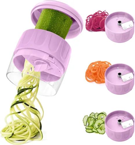 Vista 11 de Rebanador cortador en espiral de verduras 3 en 1, fabricante ajustable de fideos de calabacín y zanahoria, cortador en espiral de pepino