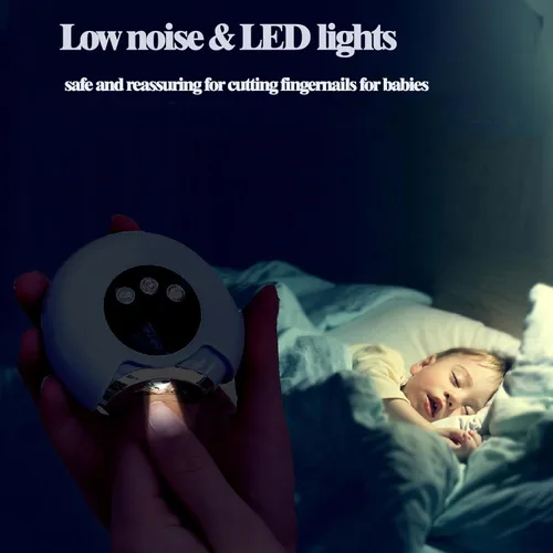 Vista 5 de Cortaúñas eléctrico 3 en 1, cortaúñas para bebés con luz LED, cortaúñas automático de 3 velocidades, cortaúñas de seguridad portátil para bebés