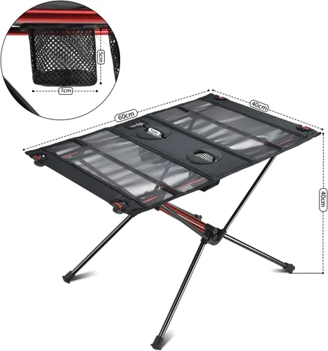 Vista 2 de Tentock Mesa de camping compacta y plegable, mesa auxiliar ligera enrollable con soporte para tazas para picnic, campamento, barbacoa, al aire
