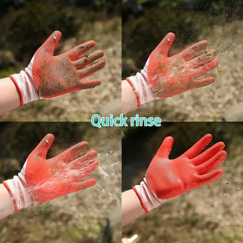 Vista 6 de COOLJOB Guantes de jardinería medianos para mujer, 6 pares y 6 pares de guantes de jardinería grandes para hombres, paquete de paquete