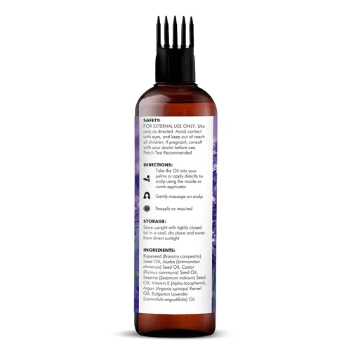 Vista 2 de Majestic Pure Aceite 100% Puro de Lavanda con Vitamina E para Cuidado del Cabello, Fórmula Fortalecedora, Nutritiva y Voluminizadora con Vitamina E
