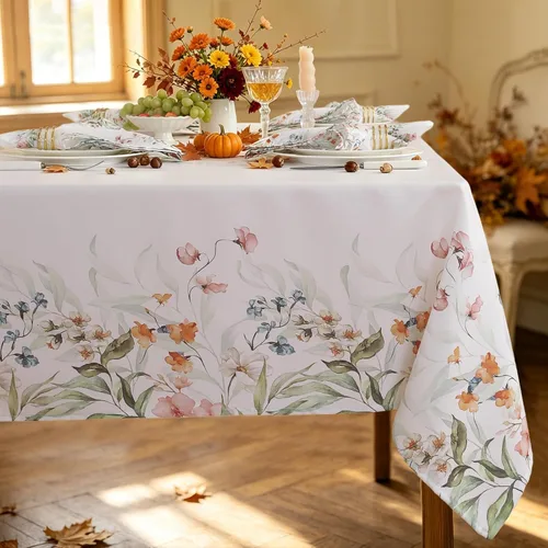 Vista 15 de Honellaty Manteles florales para mesas rectangulares, 60 x 84 pulgadas, sin arrugas, lavable a máquina, cubierta de mesa de poliéster, acuarela