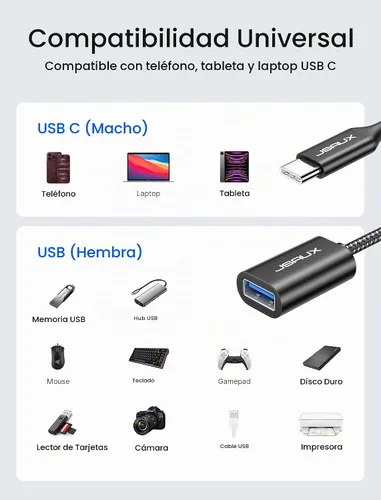 Vista 7 de JSAUX Adaptador USB C a USB 3.0 [2 unidades], USB C macho a USB hembra OTG adaptador compatible con MacBook Pro/Air, iPhone 17 Pro Max/iPhone Negro