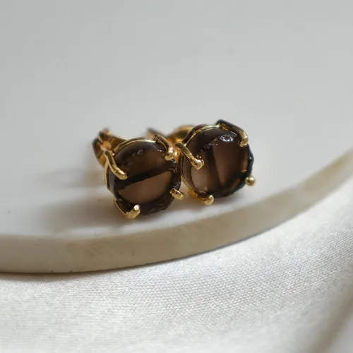 Vista 157 de Gempires Natural Raw Prong Setting Stud Earrings, 8-10 mm Crystals Earring, Handmade Jewelry, Gift for Her