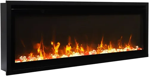 Vista 5 de Chimenea eléctrica extra delgada de 45 pulgadas para interiores con envolvente de acero negro