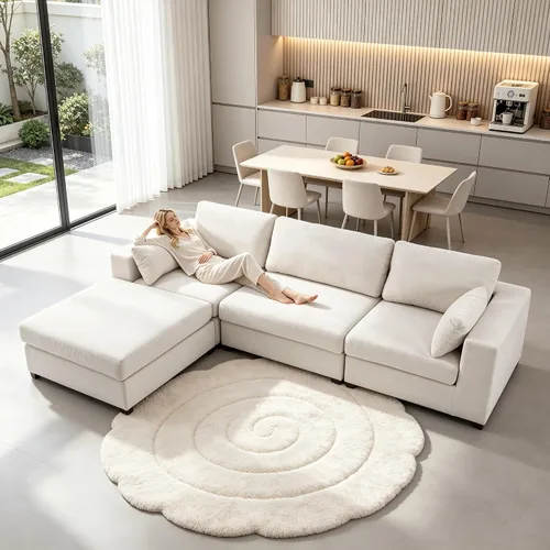 Vista 19 de 113" sofá seccional modular de gran tamaño del asiento profundo, sofá