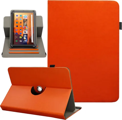 Vista 26 de Funda universal para tablet Android de 10 y 10.1 pulgadas, Dluggs de piel sintética con rotación de 360 grados, soporte multiángulo
