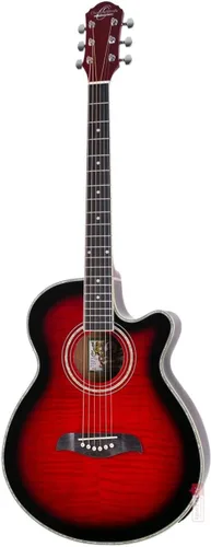 Vista 4 de Oscar Schmidt guitarra acústica-eléctrica de 6 cuerdas OG10CE con cutaway. Azul transparente con flameado (OG10CEFTBL-A)