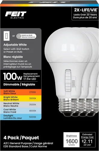 Vista 11 de Feit Electric Bombillas LED de 6 vías - A19 regulable 5CCT - Paquete de 2