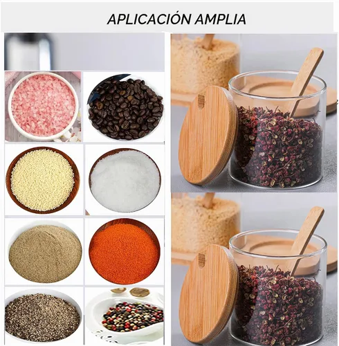 Vista 4 de Juego de macetas de vidrio para condimentos, almacenamiento de especias