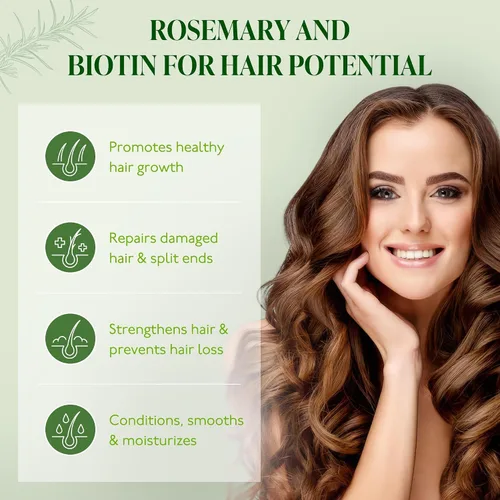 Vista 4 de Champú de biotina de romero para adelgazar el cabello, crecimiento