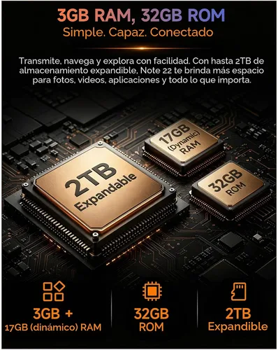 Vista 6 de Ulefone Nota 22 teléfono inteligente desbloqueado, 5" compacto Android 16 Icy Blue