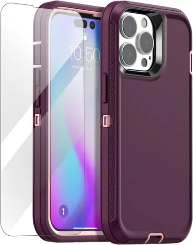 Vista 19 de AICase Funda para iPhone 14 Pro Max (6.7") con Protector de Pantalla de Vidrio, Protección contra Caídas de Servicio Pesado, Cuerpo Completo
