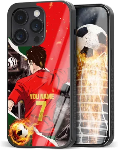 Vista 14 de Fundas personalizadas con nombre y número de fútbol para iPhone 11, 12, 13, 14, 15, 16, 17, 16 Pro Max Plus Mini, Samsung Galaxy Note10 Note20 S8 9