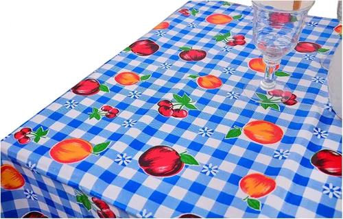 Vista 25 de Alux - Mantel de plástico con flores de hibisco para patios, picnic y mesas de cocina, azul y rojo, vinilo de plástico, mantel de plástico