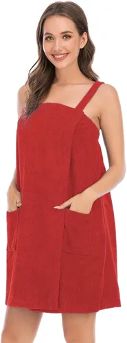 Vista 45 de Veseacky Toalla de baño para mujer con bolsillo, bata de spa ajustable y diadema facial
