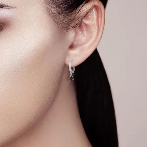 Vista 4 de Santuzza Aretes de aro delicados de oro macizo de 10 quilates para mujer