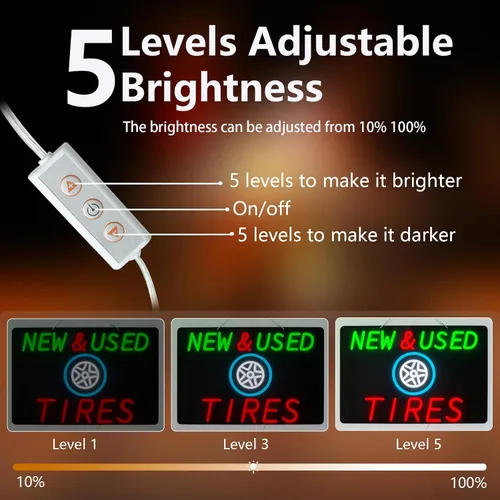 Vista 4 de Letreros de neón grandes de neumáticos nuevos y usados para decoración de pared, luces de neón para dormitorio, adecuado para oficina, hombre