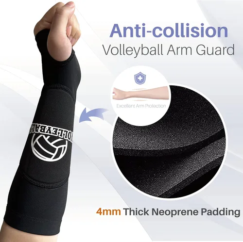 Vista 3 de Mangas acolchadas para brazos de voleibol para niñas, mangas acolchadas para antebrazo con orificio para el pulgar, almohadillas para brazos