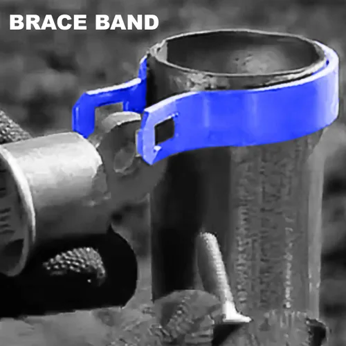Vista 3 de Banda de soporte de 1-3/8 pulgadas para valla de eslabones de cadena, uso para poste de diámetro exterior de 1-3/8 pulgadas / tubería - Banda