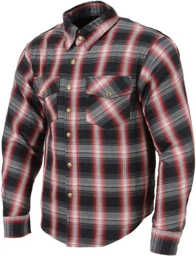 Vista 11 de Camisa de motociclista Milwaukee Leather para hombre, de franela a cuadros con fibra de aramida y armadura - Azul pequeña