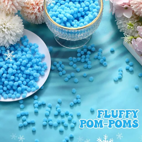 Vista 3 de Shappy 2000 mini pompones de Navidad de 0.236 pulgadas para hacer manualidades, disfraz de Navidad, bolas de pompones pequeños, suministros de Azul