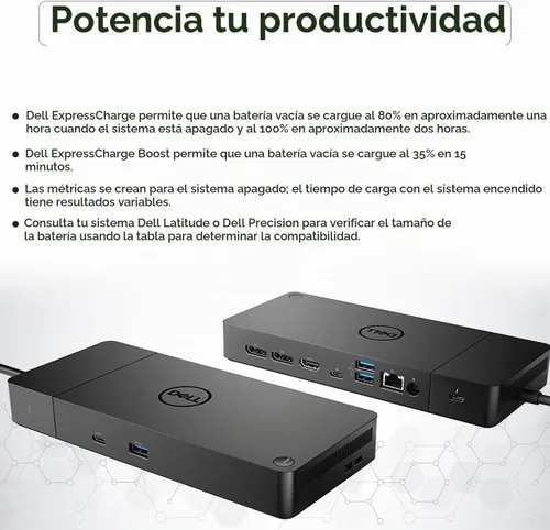 Vista 5 de Dell WD19TBS - Estación de carga Thunderbolt con adaptador de alimentación de CA de 180 W (entrega de potencia de 130 W) + cable HDMI + cable