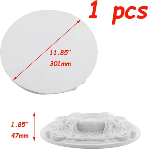 Vista 2 de Semetall Medallón de techo 11-7/8" OD x 1-7/8" P Blanco Rosa decorativa de techo para accesorios de iluminación, molduras de corona, decoración