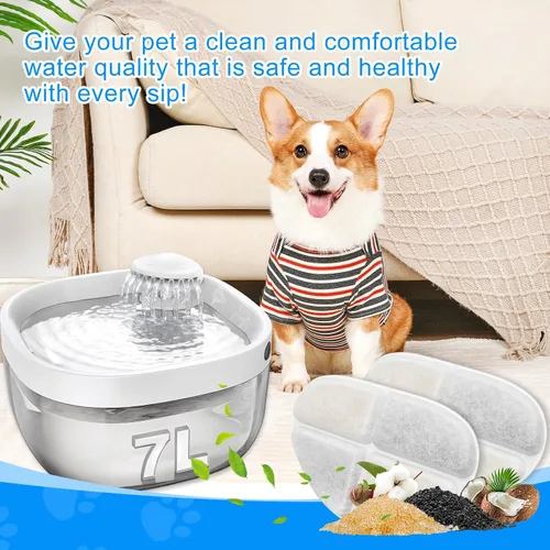 Vista 7 de Paquete de 12 filtros y 12 esponjas de bomba de agua para perros, compatible con fuente de perro FEELNEEDY de 7L/1.8 galones (FN-W05), 12+12 filtros