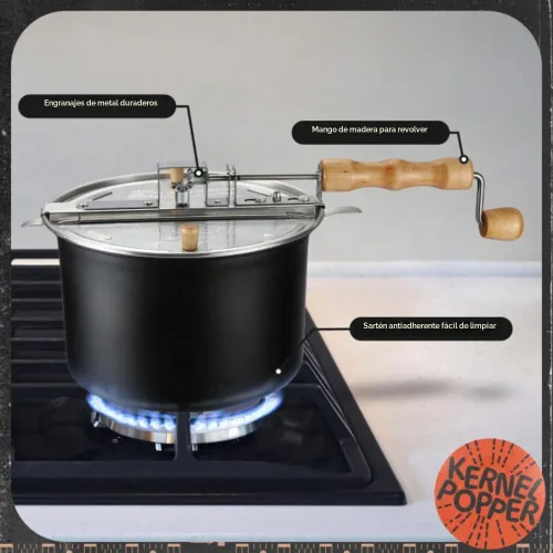 Vista 2 de Great Northern Popcorn Stovetop Popcorn Maker, Black, 6.5 Quart Negro