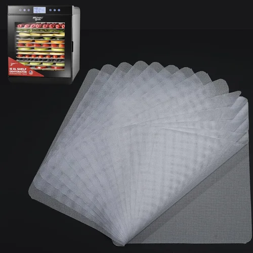 Vista 11 de Hoja deshidratadora de silicona compatible con Excalibur Digital Dehydrator DH06SCSS13 DH06SSSS13 - Paquete de 6 forros antiadherentes reutilizables