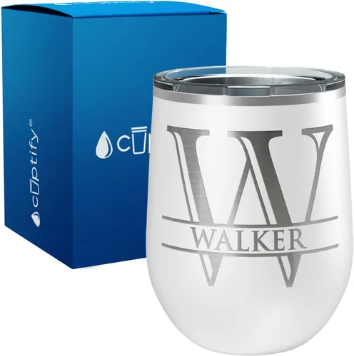 Vista 97 de Vaso personalizado de regalo de cumpleaños para mujeres y hombres, con monograma de escritura dividida, inicial y nombre grabado en negro, taza