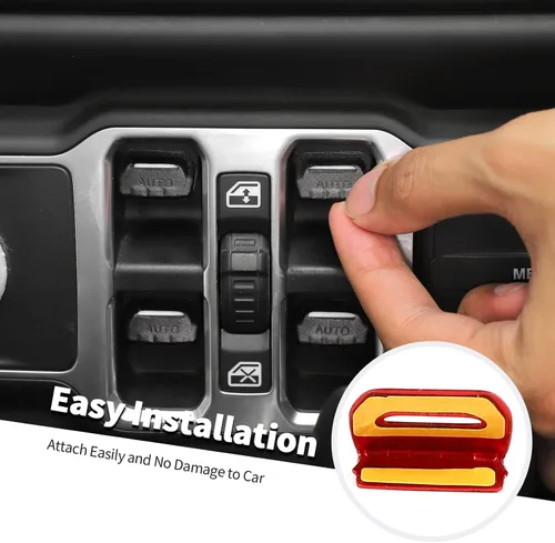 Vista 6 de Jimen Cubierta de botón de ventana para JL/JT, paquete de 4 cubiertas para interruptor de ventana trim accesorios interiores compatibles con Jeep