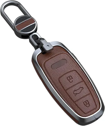 Vista 14 de ontto Funda de cuero para llavero con control remoto, protección completa para Audi A4 Q7 Q5 TT A3 A6 (negro, tipo A)