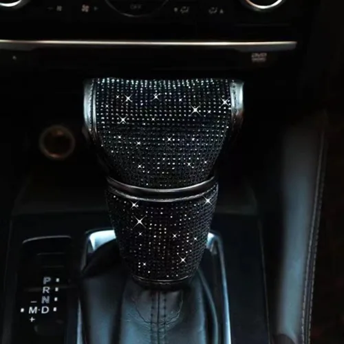 Vista 2 de Bling Bling - Funda para palanca de cambios de coche con cristales brillantes, funda para palanca de cambios con brillo de strass, protector