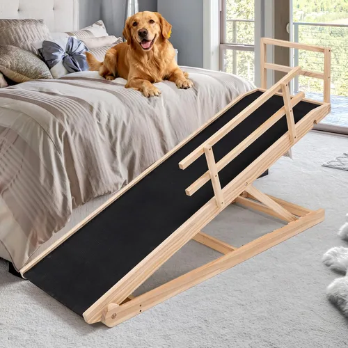 Vista 12 de Slsy Rampa para perros para cama, rampa ajustable para mascotas para perros Negro