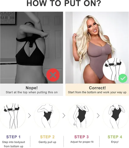 Vista 5 de SHAPERX - Body tipo faja moldeadora para mujer, con control de abdomen, sin costuras, para moldear la cintura, compresión del cuerpo