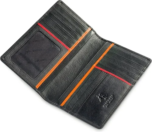 Vista 3 de Visconti Jaws BD12 - Cartera alta de cuero negro para chequera de 39 x 63in NegroRojo Multi alto billetera