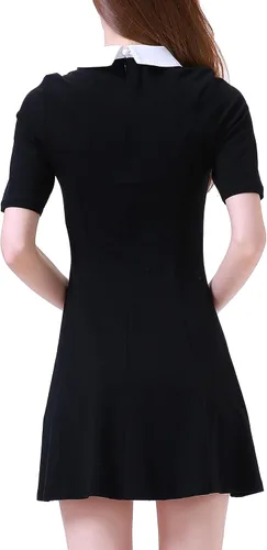 Vista 2 de Aphratti - Vestido casual de manga corta para mujer con cuello de Peter Pan