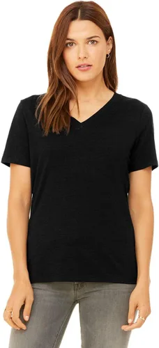 Vista 9 de Camiseta cuello en V relajada de BELLA + CANVAS Asfalto