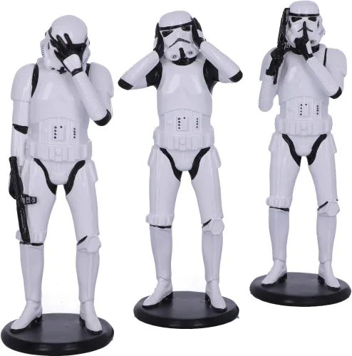 Vista 5 de Nemesis Now Figuras de ciencia ficción originales de Stormtrooper Three Wise, color blanco, 5.5 in