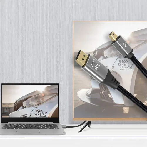 Vista 6 de Cable Mini DP a DisplayPort 8K de 3.3 pies de 3.3 ft, 8K a 60Hz, 4K a 144Hz, transmisión bidireccional, compatible con Macbook, Surface Pro, TV