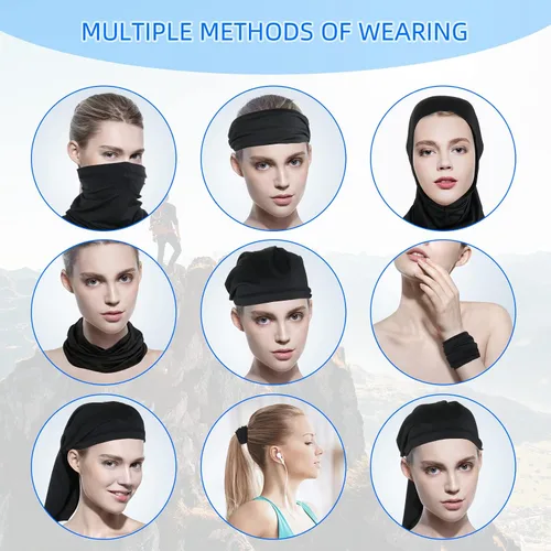 Vista 4 de Paquete de 6 cubrebocas con polaina para el cuello: máscaras transpirables de cocodrilo, bufanda, pasamontañas y bandana para la cabeza, protección