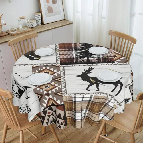 Vista 46 de Mantel azteca, diseño geométrico tribal, decoración rústica de nativos americanos, estilo suroeste, impermeable, lavable, para decoración de cocina
