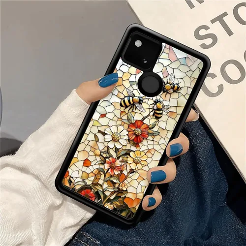 Vista 6 de Compatible con Google Pixel 4A 5G Mobile Case Creative Acrylic Back Panel Silicona Edge Case Slim Protección Especialmente para Google Pixel 4A 5G