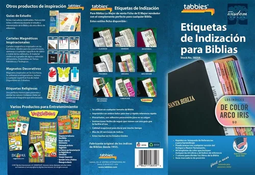 Vista 8 de Tabbies Pestañas bíblicas de arco iris español, Antiguo y Nuevo Testamento, 90 pestañas autoadhesivas de índice bíblico español, etiquetas de libros