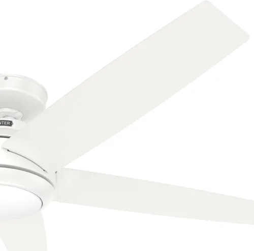 Vista 13 de Hunter 51697 - Ventilador de techo para interiores de 52 pulgadas con luz LED y control remoto, ventilador de techo blanco, montaje estándar, 5